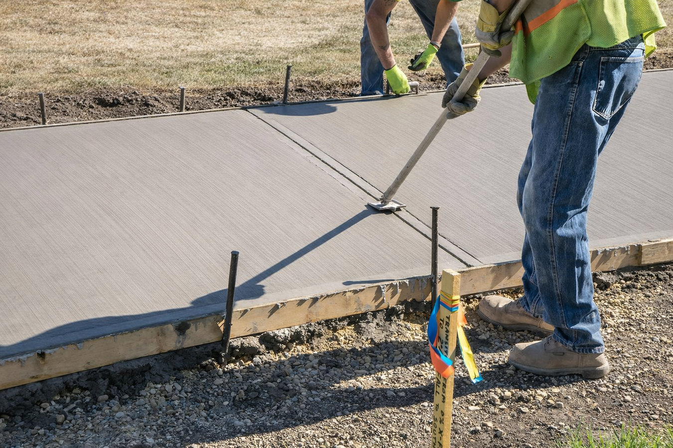 Concrete sidewalk building in Woonsocket, RI